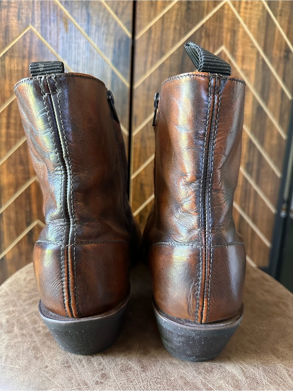 Laredo Fletcher Men's Brown Leather Boots 12D Western Zip Up - Picture 3 of 8